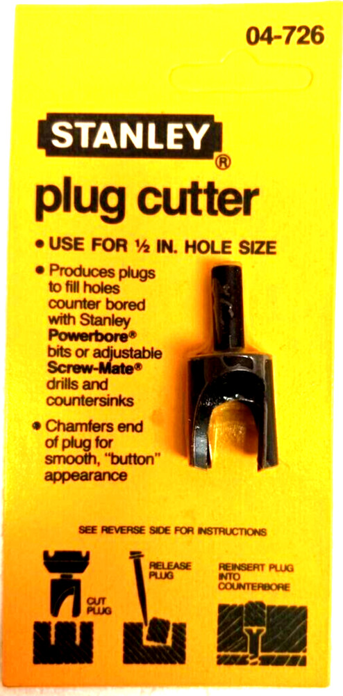 Vintage / STANLEY 04-726 PLUG CUTTER 1/2