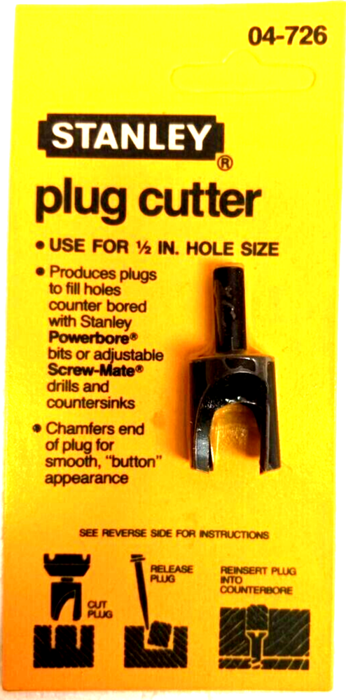 Vintage / STANLEY 04-726 PLUG CUTTER 1/2