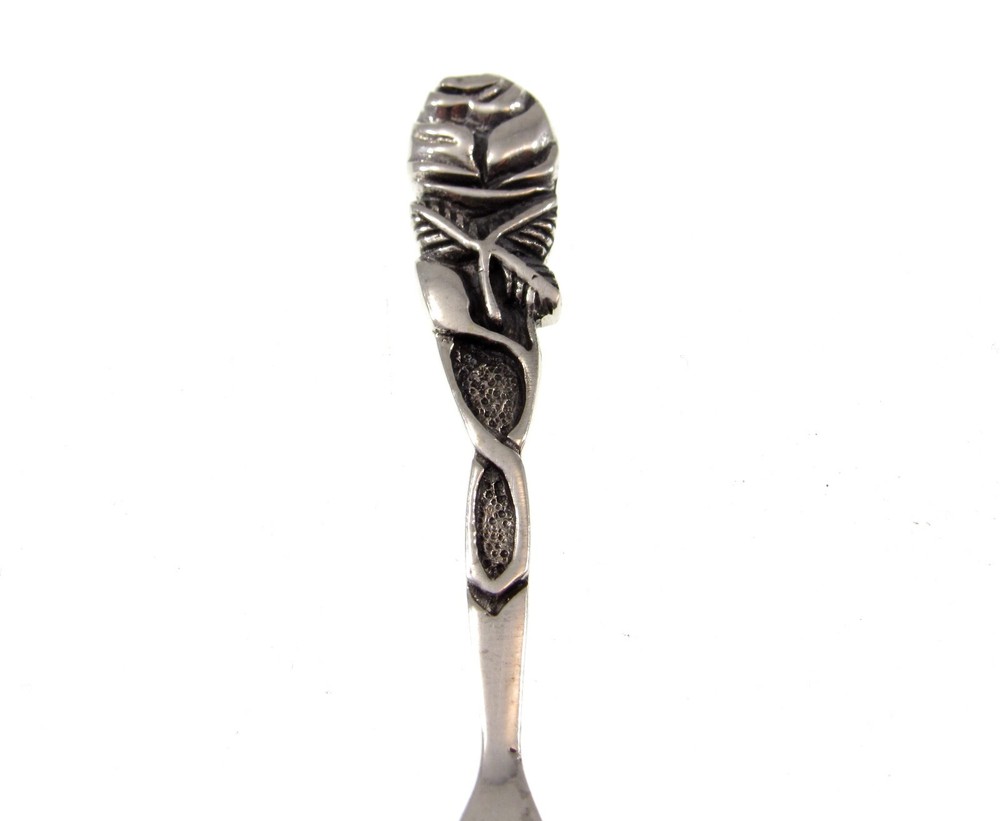 Handcrafted Solid 925 Sterling Silver Vining Rose Bush Salt Spoon Server Shovel