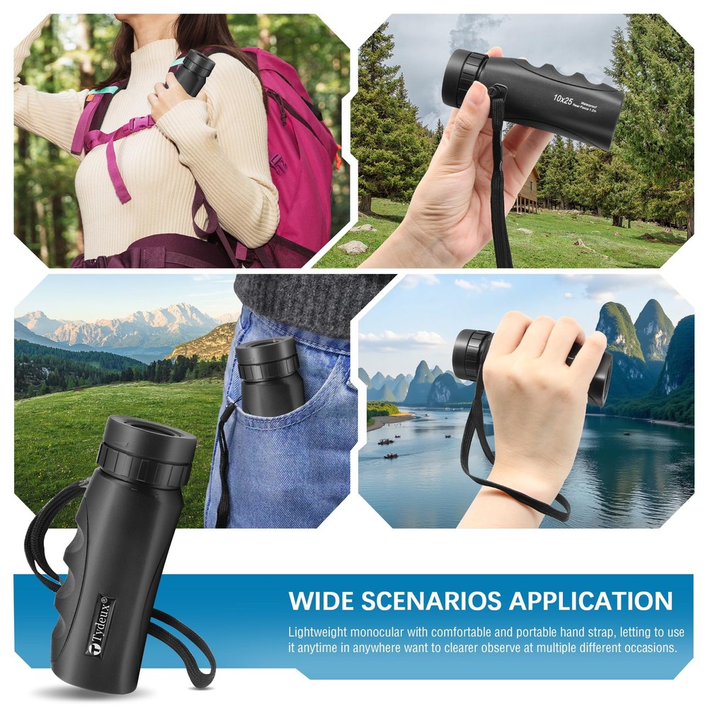 Tydeux 10x25 Waterproof Compact Monocular - Small High