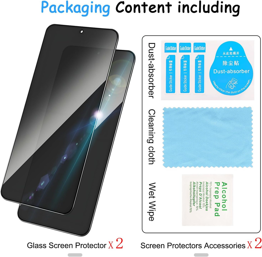 Privacy Screen Protector 2-Pack for Samsung S23 Plus/S23+ | Case Friendly & Fing