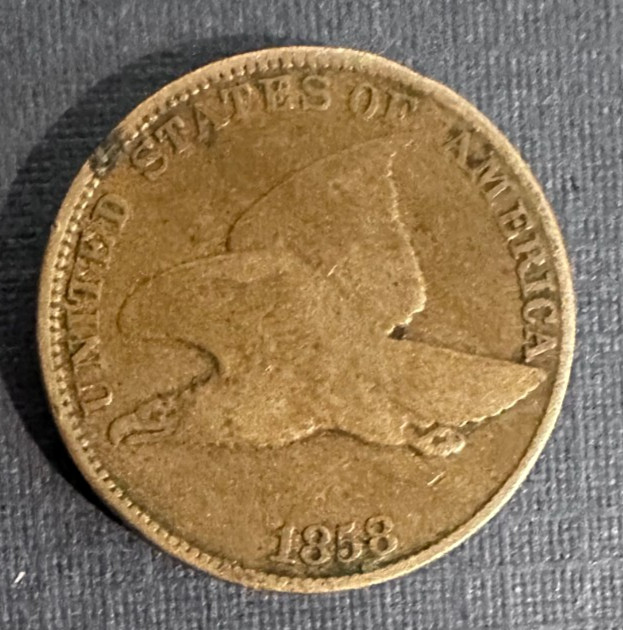 1858  US Flying Eagle Cent 1c Coin Small Letters --Fine