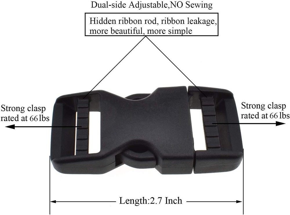 6Set Buckles for Nylon Webbing Straps 1", Quick Side Release Plastic Buckles Cli