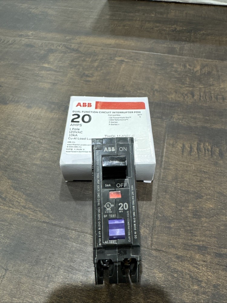 ABB THQL1120PDF 20A Dual Function Circuit Interrupter Pon. 1-Pole GE GFCI AFCI