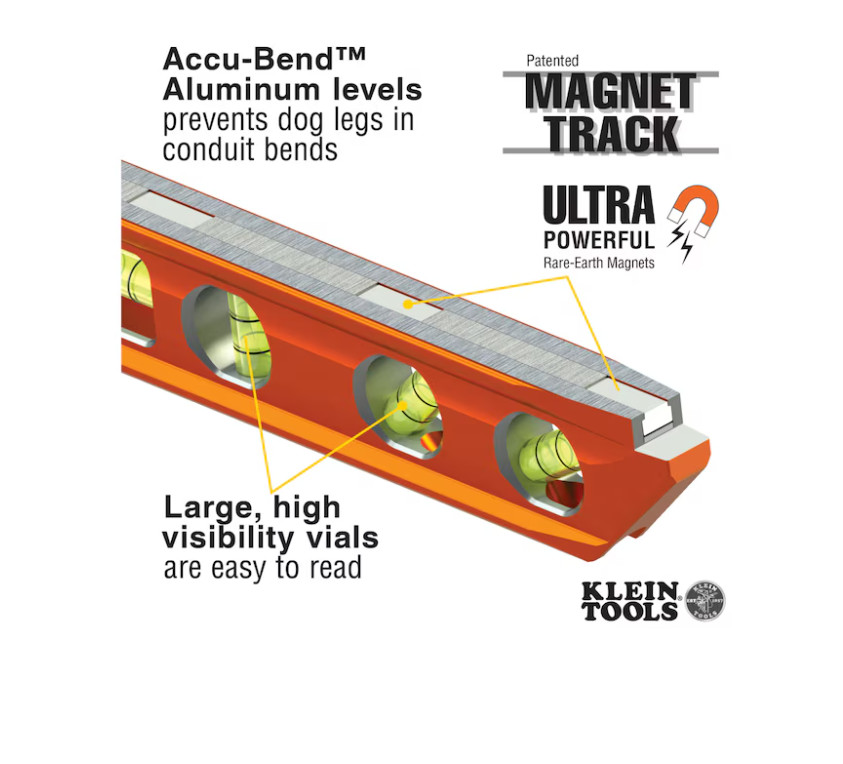 Klein Tools ACCU-BEND Level, 4 Vial