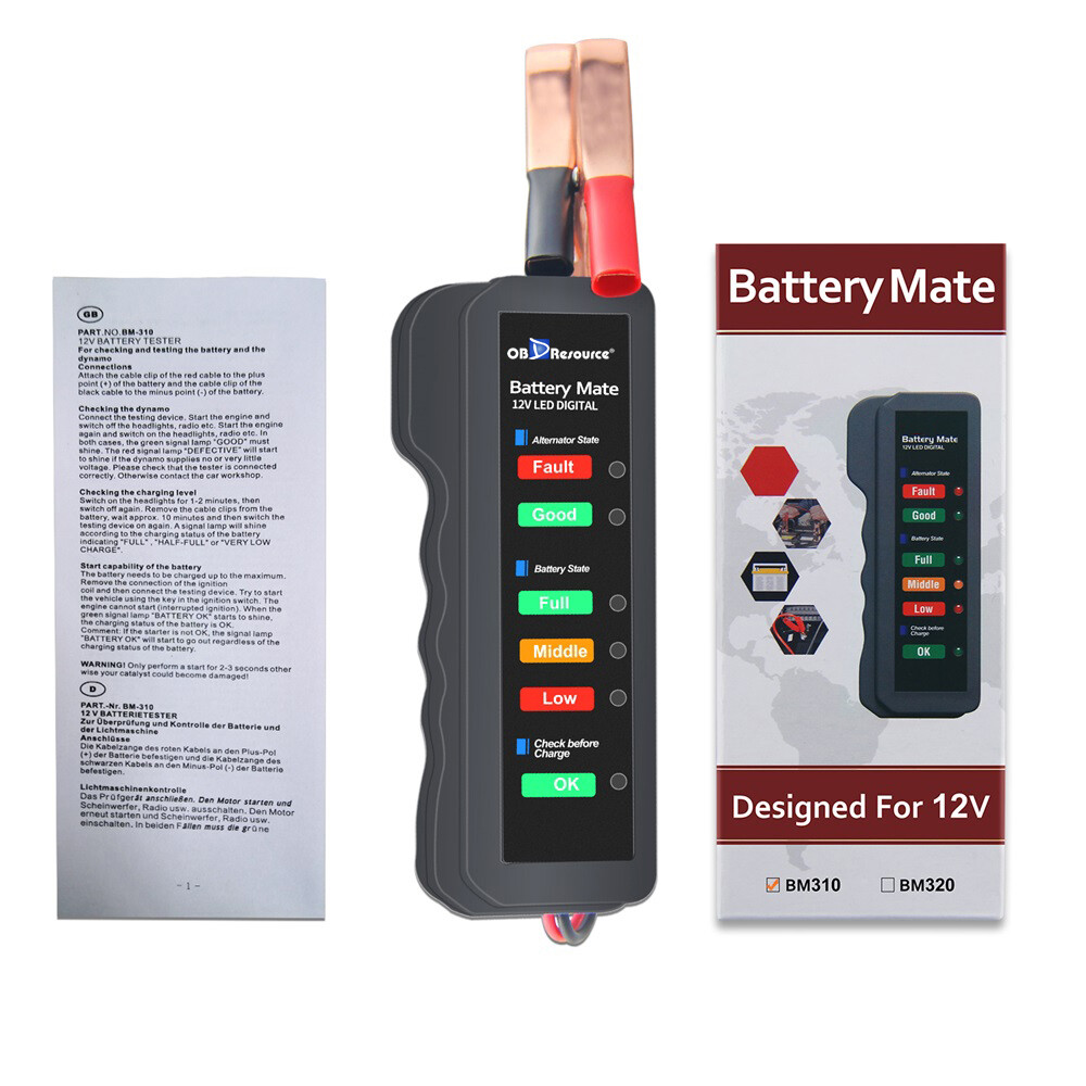 Battery Tester 12V BM310 Digital Analyzer Indicator Alternator Voltage Checker