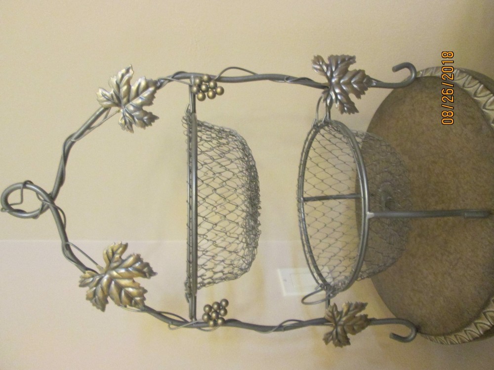 Silver with Leaves Fruit Vegetable Basket New No Tag
