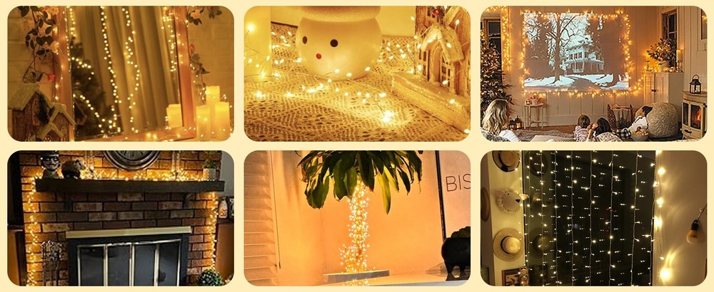 Fairy Lights Plug In 39Ft 600 Led Cluster Lights Waterproof String Light Warm WT