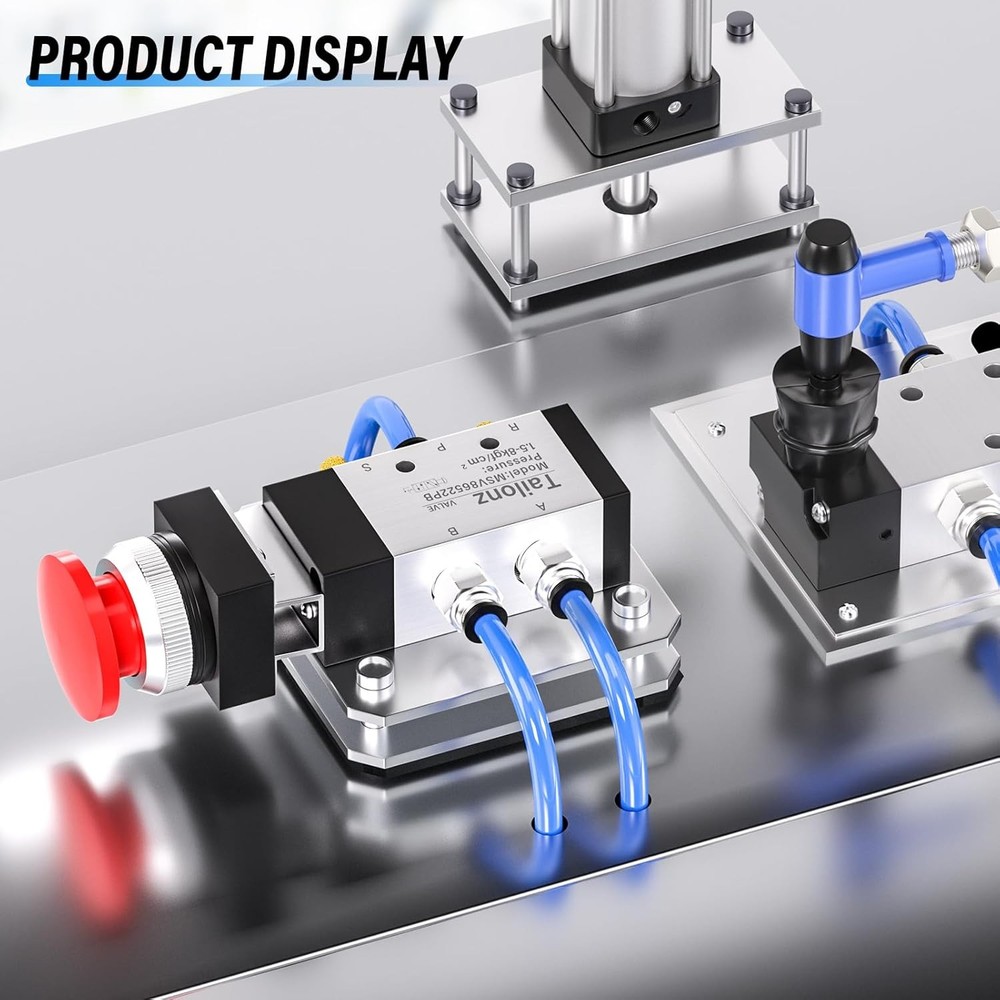 TAILONZ PNEUMATIC 1/4”NPT Automatic reset type Push 5 Way 2 Position, Red