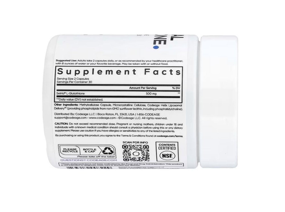 Codeage, Liposomal, Glutathione, 60 Vegetable Capsules