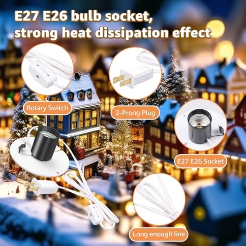 Set Blow Mold Light Kit Replacement,E27 E26 Single Bulb Cord Kit for 3
