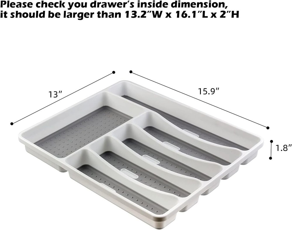LeMuna Silverware Organizer Tray for Drawer, 6 6 Compartments, White
