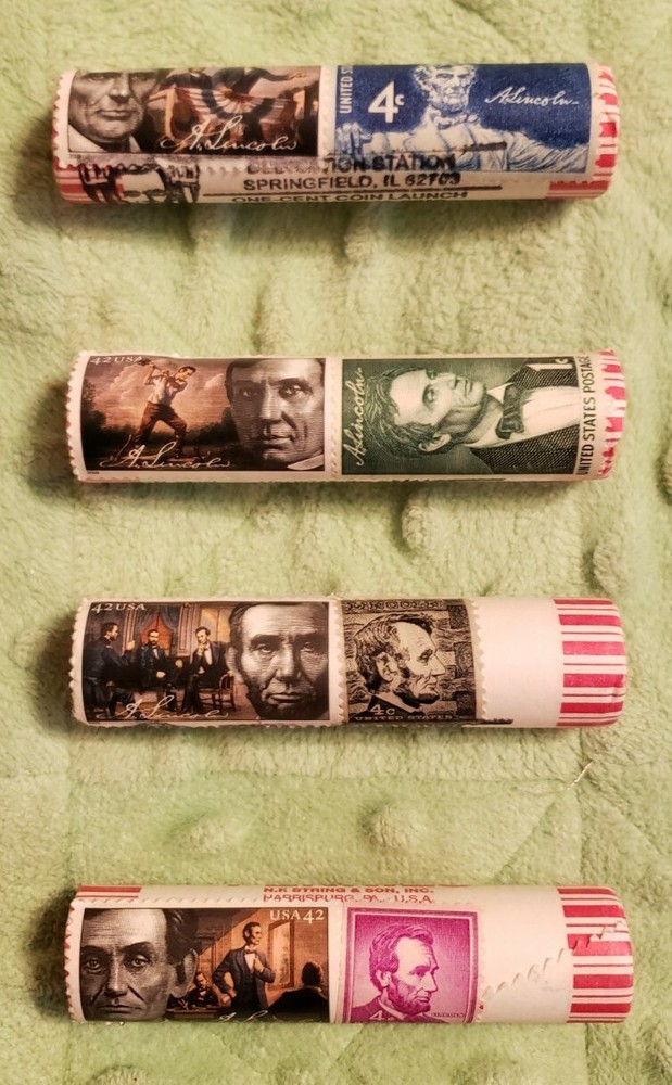 4 2010 Union Shield penny Rolls w/ postal & dedication stamp Springfield IL LP5