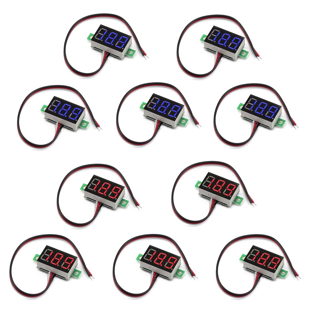 5x Mini DC 0-30V LED 3-Digital Display Voltage Voltmeter Panel Calibratable