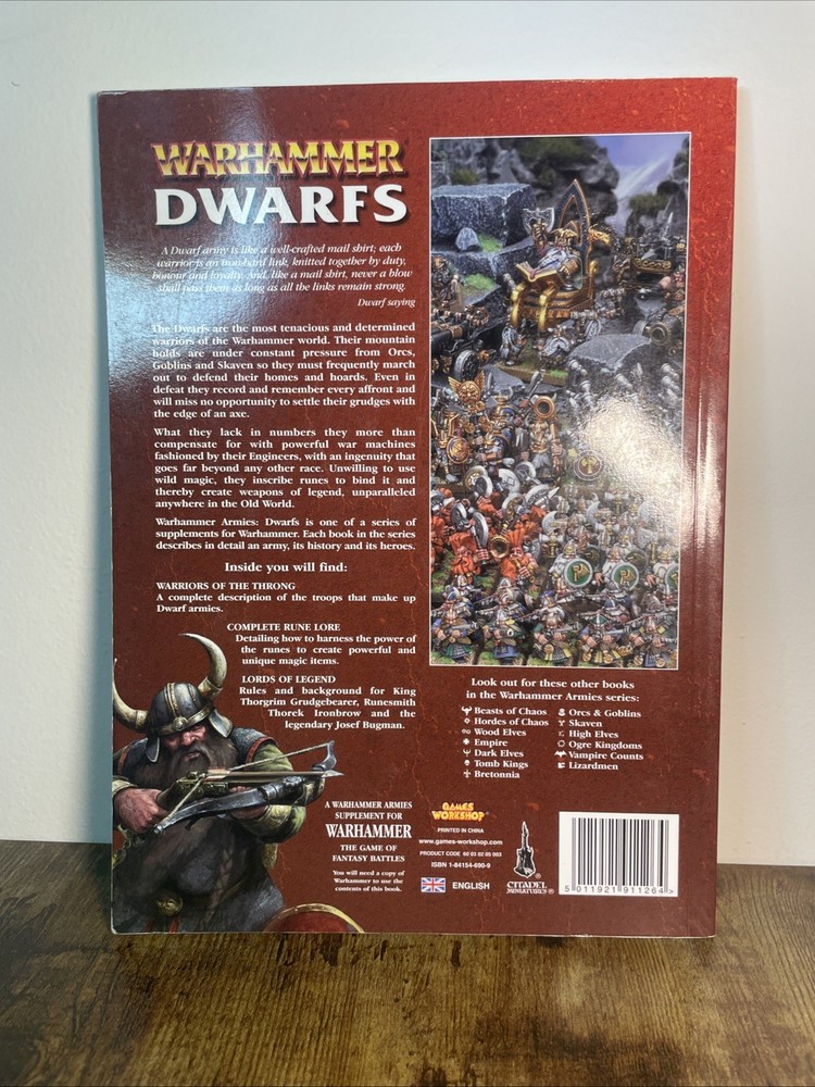 Games Workshop Warhammer Dwarfs Armies Rulebook Supplement Codex Rpg Book 2005