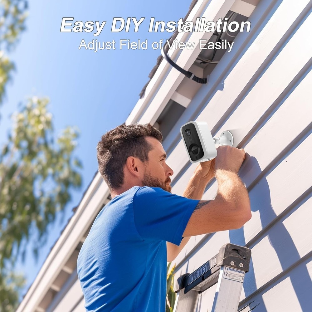 Wireless Home Security Camera 2K Battery-Powered Camera 4MP Outdoor Security Cam