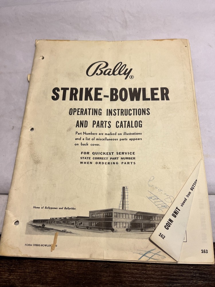 original STRIKE BOWLER Bally MACHINE manual