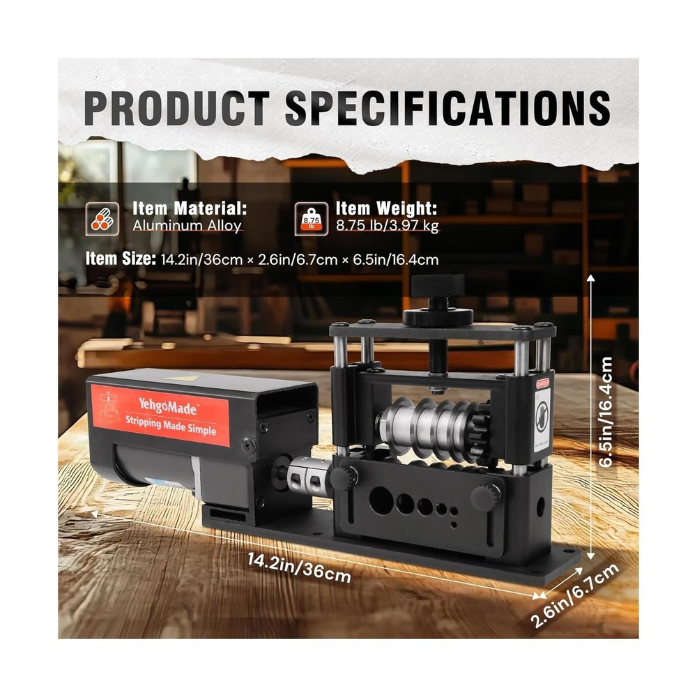 Automatic Wire Stripper Machine with Upgraded Motor, Electric Cable Stripping...