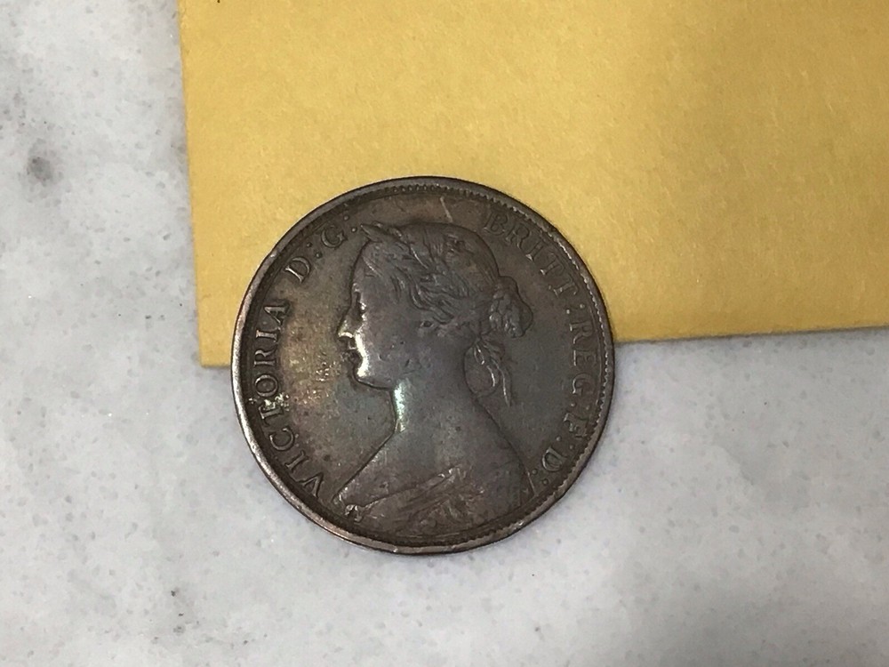 1861 Nova Scotia Canada One Cent Coin Toning