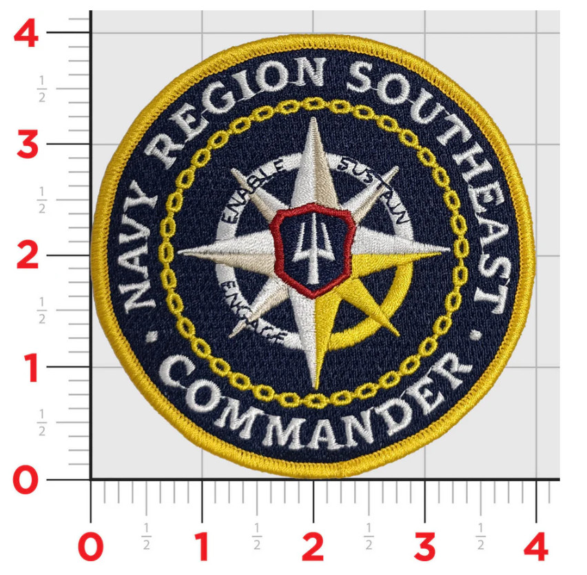 NAVY REGION SOUTHEAST COMMANDER COLOR EMBROIDERED PATCH HOOK & LOOP