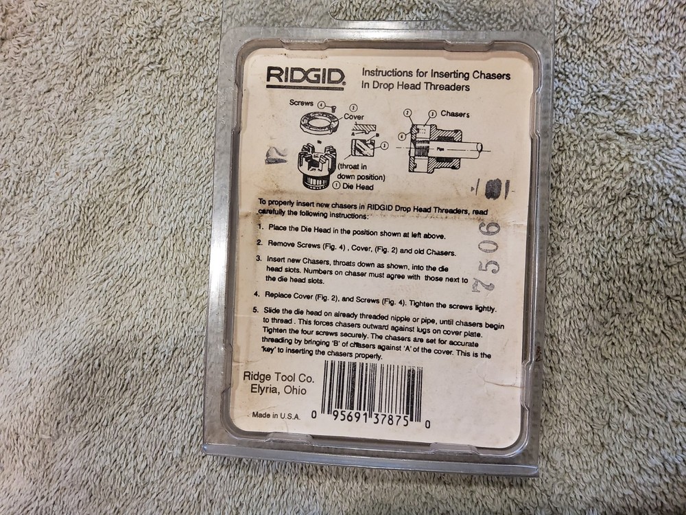 New Ridgid 37965 3/4" NPSM pipe threading dies