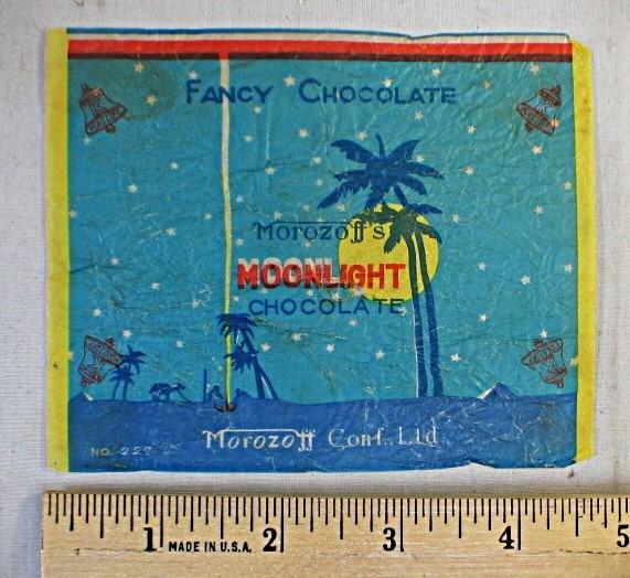 Vintage Old Japanese Candy Wrapper Label - Morozoff's Moonlight Chocolate
