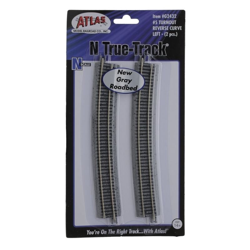 Atlas G2432 N #5 Turnout Left Hand Reverse Curve Code 65 Curved TracK