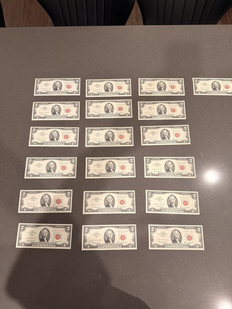 1963 2$ Red Seal Consecutive Order Bills UNCIRCULATED