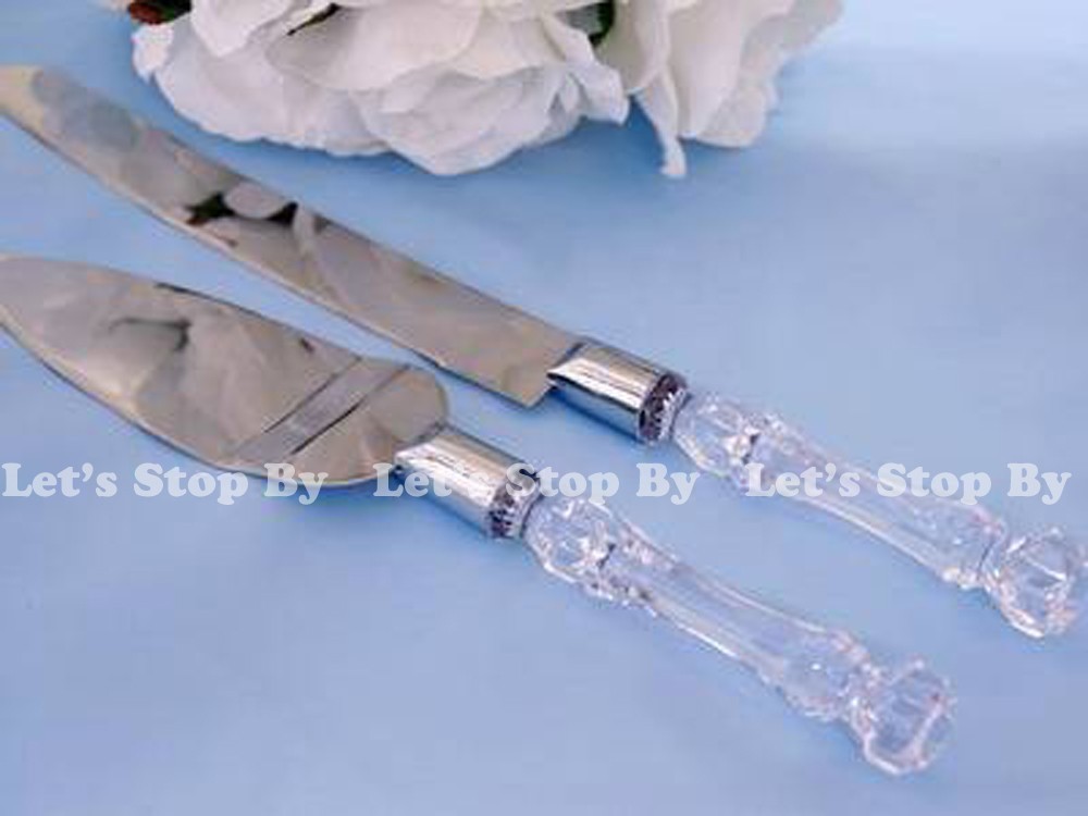 Wedding Birthday Cake Knife and Server Set with Acrylic Handle Tableware
