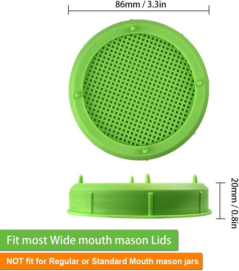 8 Pack Plastic Sprouting Lids Sprouting Jar Strainer Lid for 86mm Wide Mouth