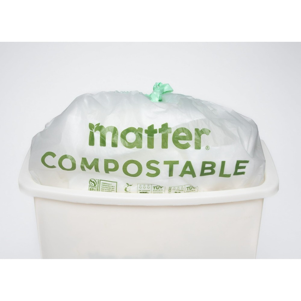 Matter Compostable | 13-Gallon Tall Kitchen Trash Bags with Drawstring, 40 Count