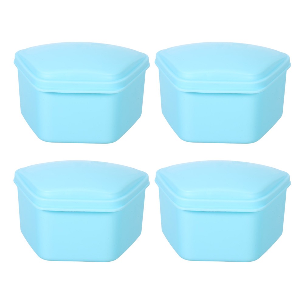 4 Pcs Portable Dentures Box Holder Retainer Case Soaker Container