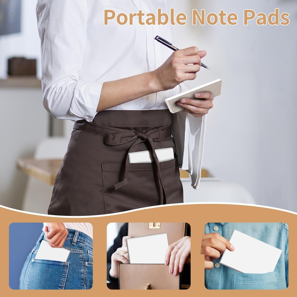 Hoiny Note Pads 4x6 In, 10 Pack Blank Server Notepad, 50 inches, White