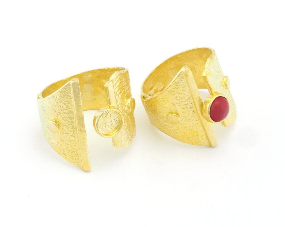 Adjustable Ring Bezel Setting Raw Brass 6 mm Round Setting 7-9USinner size 4784