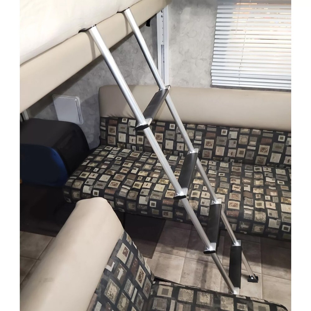 60" Bunk Ladder Aluminum Silver & Black For RV Camper Trailer or Home Garden