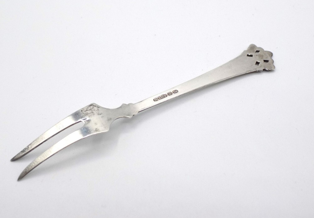 830 SILVER MAGNUS AASE ANITRA PATTERN NORWEGIAN LEMON FORK ~ 5 1/4"