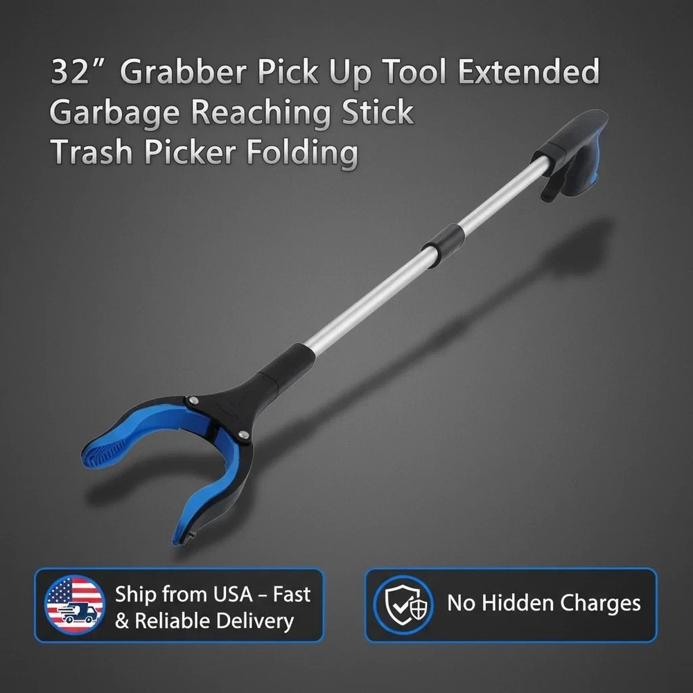 32"Grabber Pick Up Tool Extended Garbage Reaching Stick Trash Picker Folding