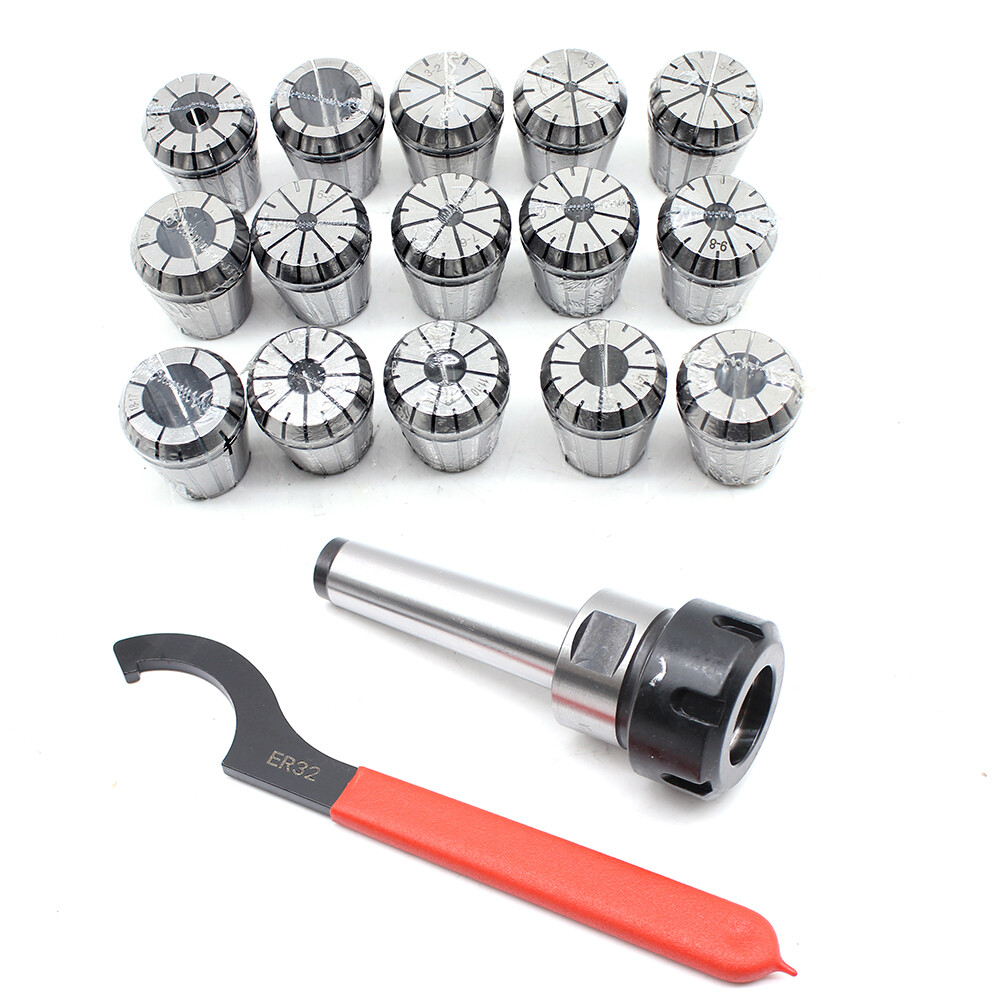 Precision ER32 Collet Kit MT3 Shank Chuck With Spanner & Box For Milling Machine