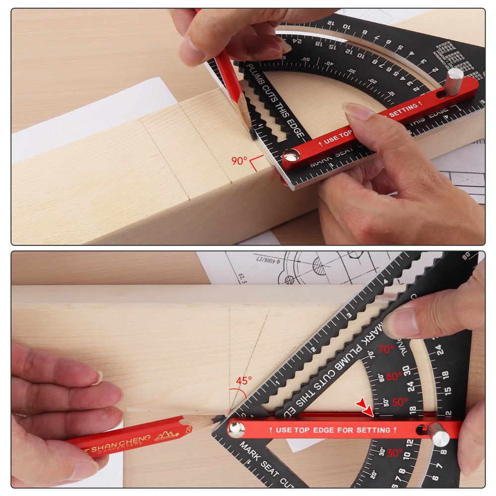 7 Inch Aluminum Alloy Positioning Adjustable Angle Triangle Ruler with Adjustabl