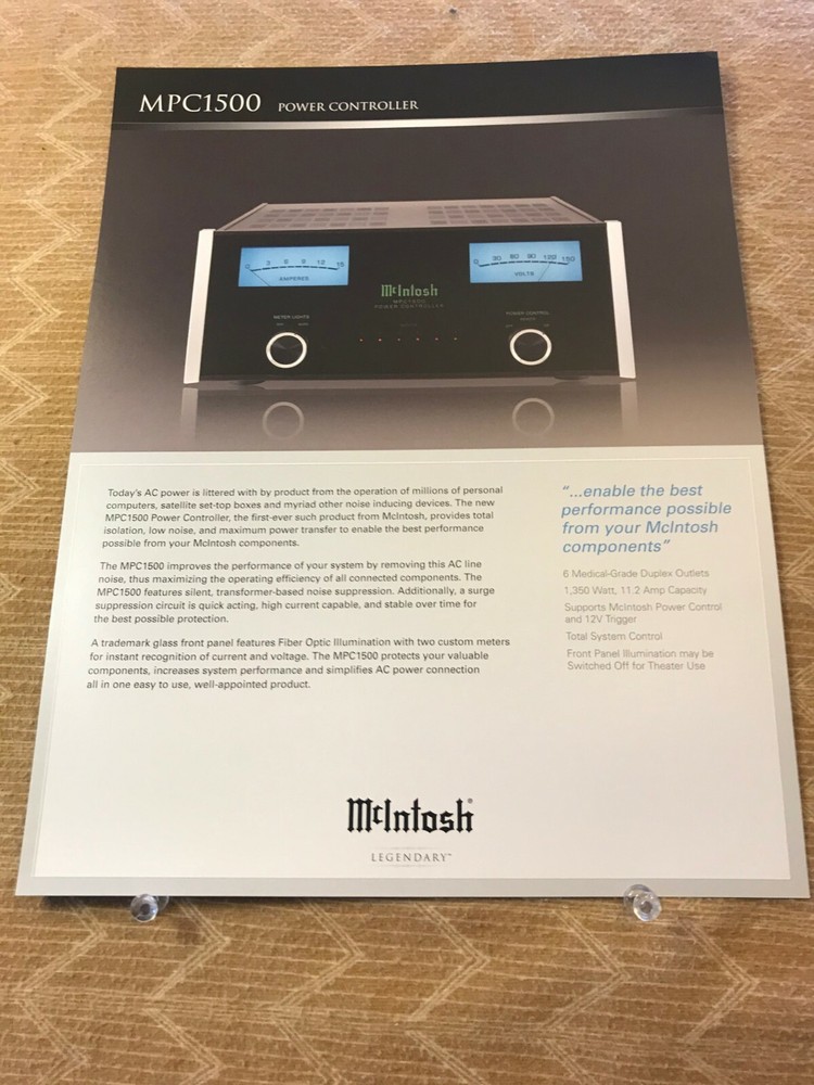 ORIGINAL MCINTOSH-MPC1500 POWER CONTROLLER - PRODUCT SPEC INSERT D1027