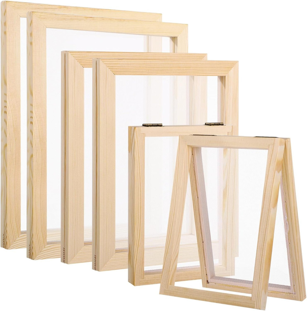 6 Pcs Paper Making Frame Kit - 3 Sizes Paper Making Screens Papermaking Frames W