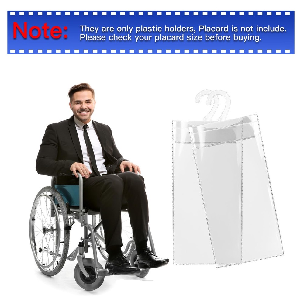 Handicap Placard Holder Clear Parking Permit Display Hanger 2 Pack