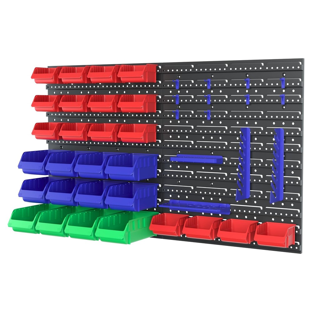 WORKPRO Pegboard Organizer Wall Mounted, 44PC Tool Storage Rack with Bins and...