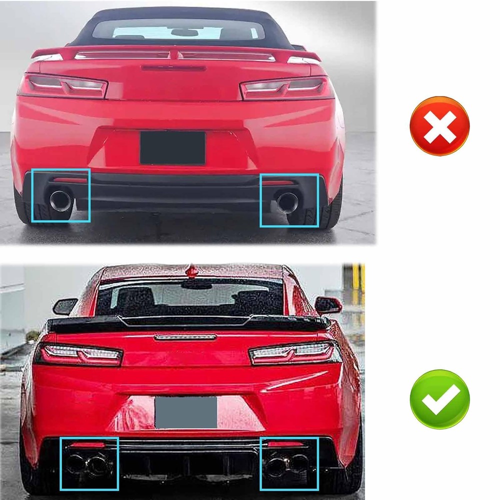Rear Bumper Diffuser Chevy Camaro SS 2016-2018 ABS Plastic Glossy Black