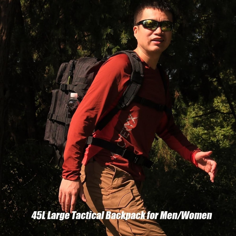 Durable 45L Tactical Backpack with Hydration Compartment - Ideal for Treks