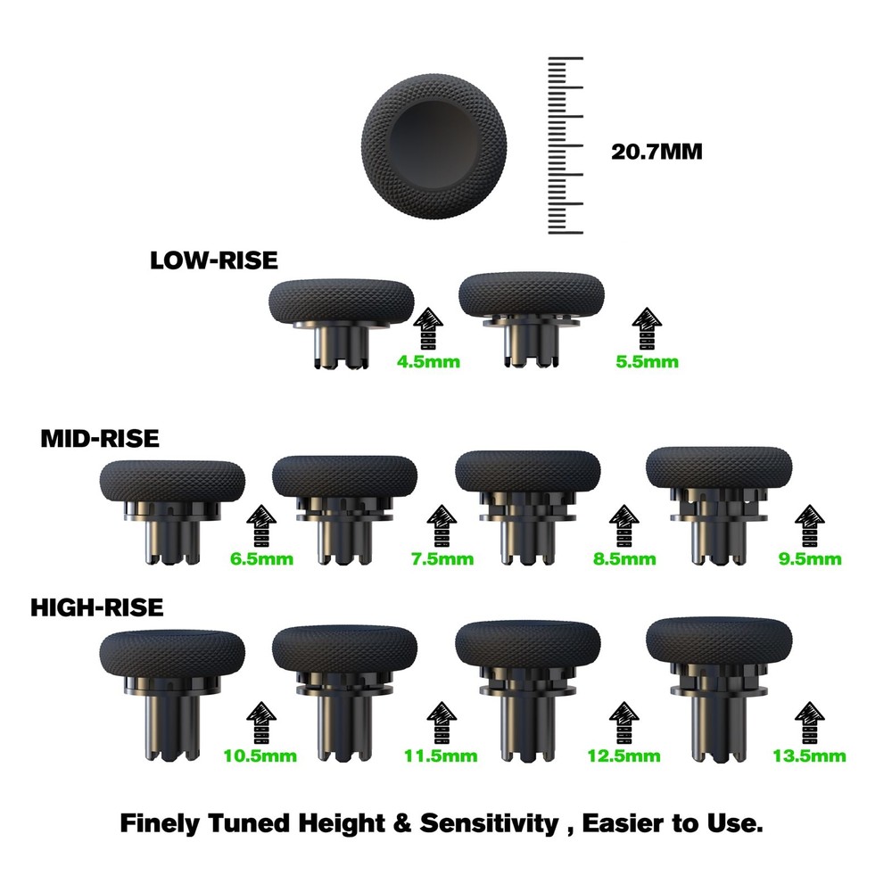 EXknight Controller Freaks for DualSense Edge, Height Adjustable Sticks Black