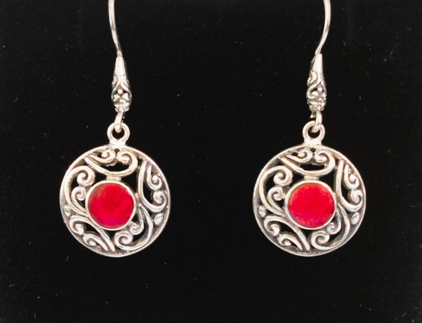 Handmade Sterling Silver Coral Earrings