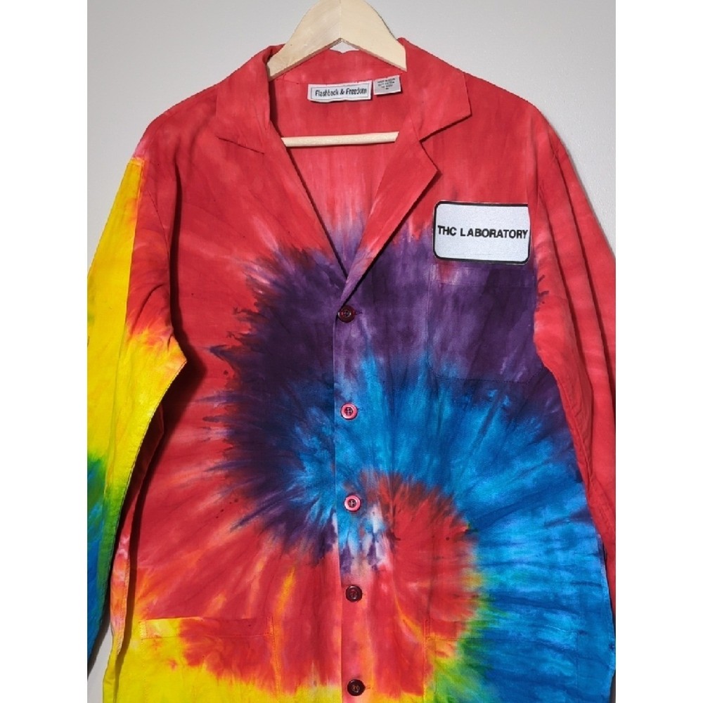Tie-Dye Colorful Lab Coat THC Laboratory Patch Multicolor Unisex Medium Rainbow