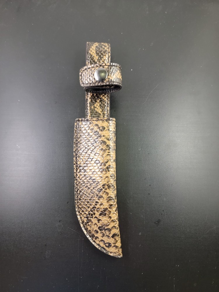 Buck Knives 119 Sheath Right Pull Authentic FAUX SAND BROWN PYTHON SKIN leather