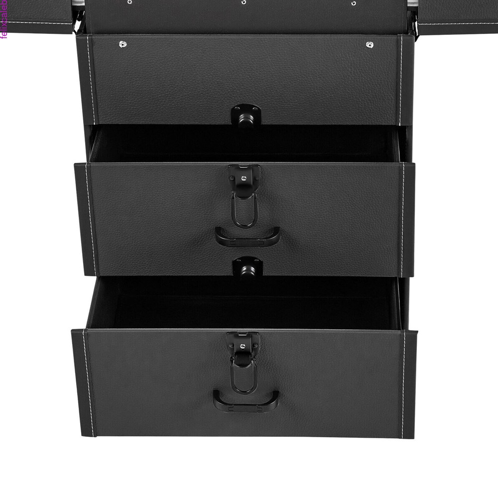 Portable Cosmetic Organizer Trolley Lockable Rolling Make-ups Case Storage Cart